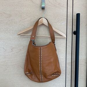 Camel color leather bag from Michael Kors